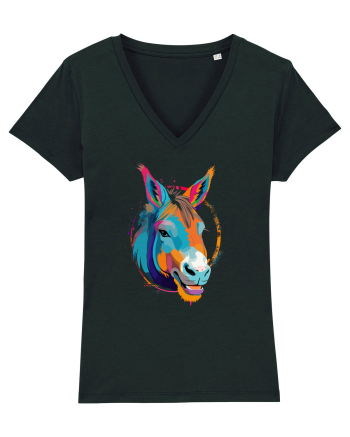 Vibrant Equine Spirit: Colorful Donkey Black
