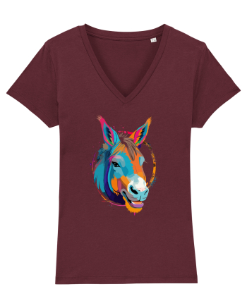 Vibrant Equine Spirit: Colorful Donkey Burgundy