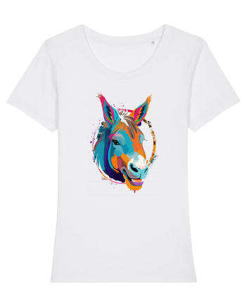 Vibrant Equine Spirit: Colorful Donkey White
