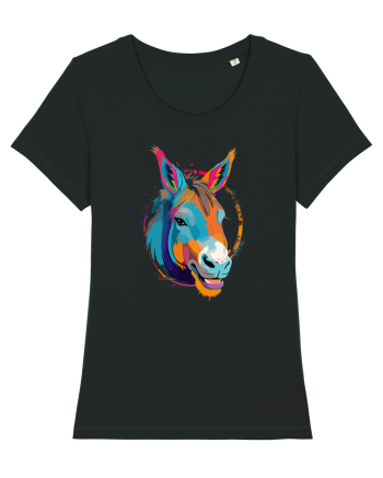 Vibrant Equine Spirit: Colorful Donkey Black
