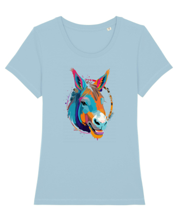 Vibrant Equine Spirit: Colorful Donkey Sky Blue