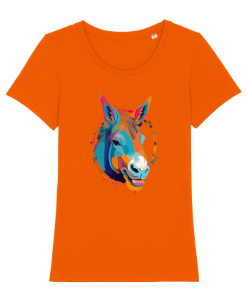 Vibrant Equine Spirit: Colorful Donkey Bright Orange