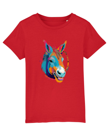 Vibrant Equine Spirit: Colorful Donkey Red