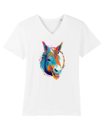 Vibrant Equine Spirit: Colorful Donkey Tricou mânecă scurtă guler V Bărbat Presenter
