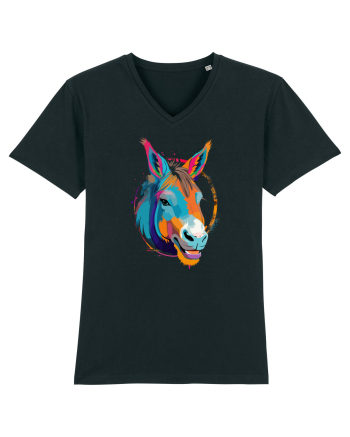 Vibrant Equine Spirit: Colorful Donkey Black