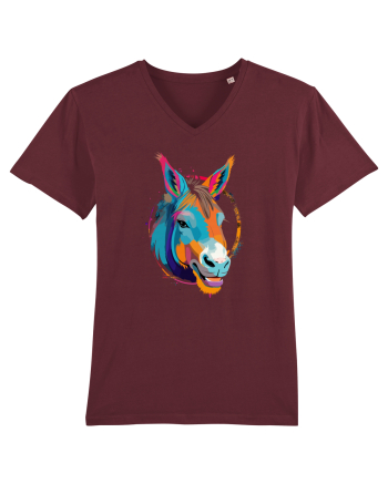 Vibrant Equine Spirit: Colorful Donkey Burgundy