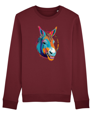 Vibrant Equine Spirit: Colorful Donkey Burgundy