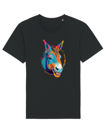 Vibrant Equine Spirit: Colorful Donkey Black