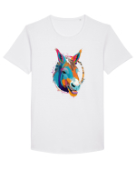 Vibrant Equine Spirit: Colorful Donkey Tricou mânecă scurtă guler larg Bărbat Skater