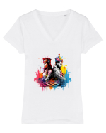 King and Queen Tricou mânecă scurtă guler V Damă Evoker