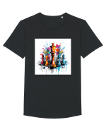 Sah Tricou mânecă scurtă guler larg Bărbat Skater