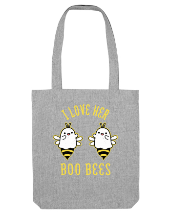 I Love Her Boo Bees Halloween Costume Heather Grey