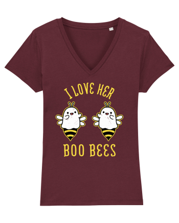 I Love Her Boo Bees Halloween Costume Burgundy