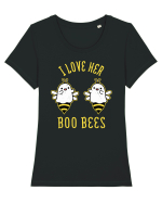 I Love Her Boo Bees Halloween Costume Tricou mânecă scurtă guler larg fitted Damă Expresser
