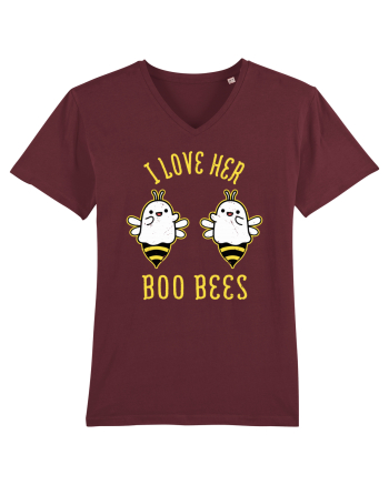 I Love Her Boo Bees Halloween Costume Burgundy