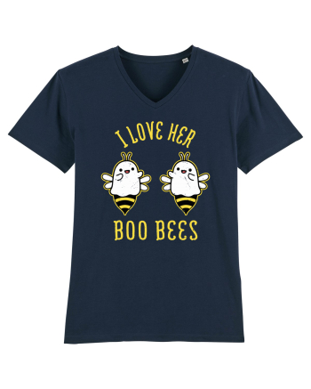 I Love Her Boo Bees Halloween Costume French Navy