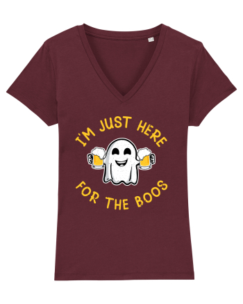 I'm Just Here For The Boos Funny Beer Ghost Burgundy