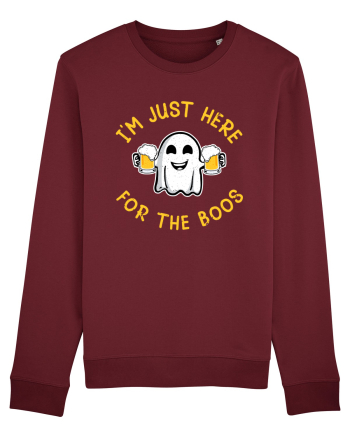 I'm Just Here For The Boos Funny Beer Ghost Burgundy
