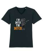 I'm With The Witch Funny Halloween Tricou mânecă scurtă guler V Bărbat Presenter