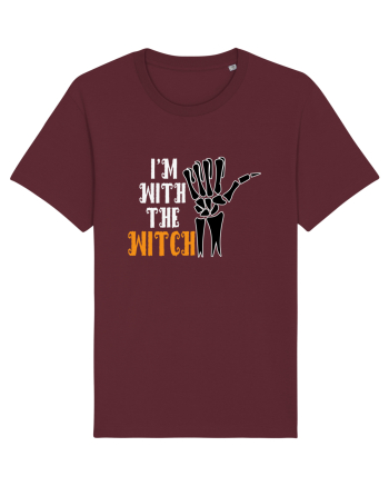 I'm With The Witch Funny Halloween Burgundy