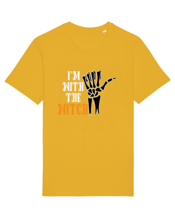I'm With The Witch Funny Halloween Spectra Yellow