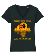 On A Dark Desert Highway Cool Wind In My Hair Tricou mânecă scurtă guler V Damă Evoker