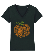 Paw Print Pumpkin Halloween Tricou mânecă scurtă guler V Damă Evoker