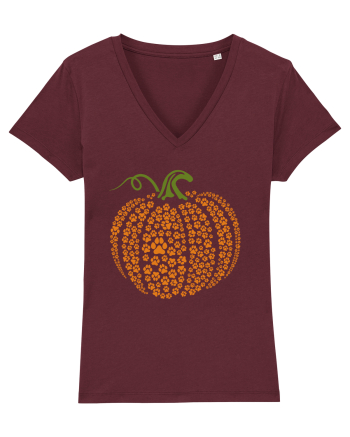 Paw Print Pumpkin Halloween Burgundy