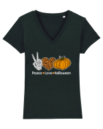 Peace Love Halloween Tricou mânecă scurtă guler V Damă Evoker