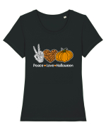 Peace Love Halloween Tricou mânecă scurtă guler larg fitted Damă Expresser