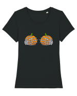 Pumpkin Boobs Halloween Costume Tricou mânecă scurtă guler larg fitted Damă Expresser