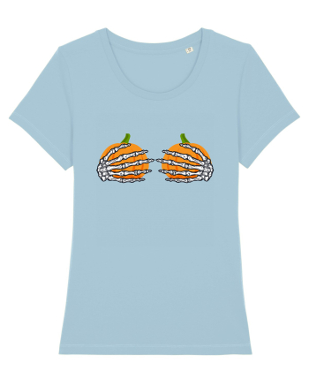 Pumpkin Boobs Halloween Costume Sky Blue