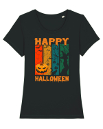 Pumpkin Happy Halloween Tricou mânecă scurtă guler larg fitted Damă Expresser