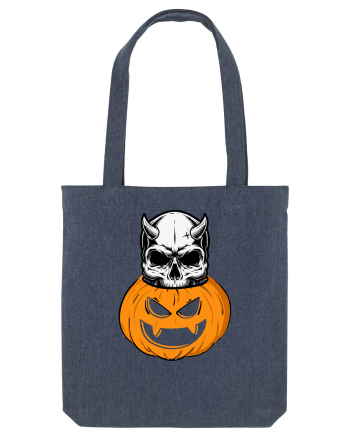 Pumpkin Skull Halloween Midnight Blue
