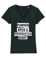 Pumpkin Spice Reproductive Rights Tricou mânecă scurtă guler V Damă Evoker