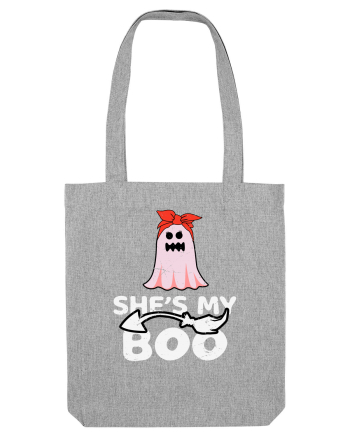 She's My Boo Cute Halloween Funny Ghost Heather Grey