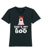 She's My Boo Cute Halloween Funny Ghost Tricou mânecă scurtă guler V Bărbat Presenter