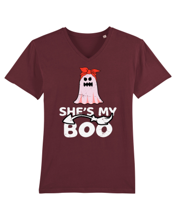 She's My Boo Cute Halloween Funny Ghost Burgundy