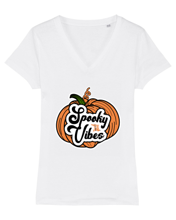 Spooky Vibes Halloween Pumpkin White