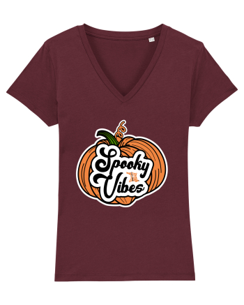 Spooky Vibes Halloween Pumpkin Burgundy