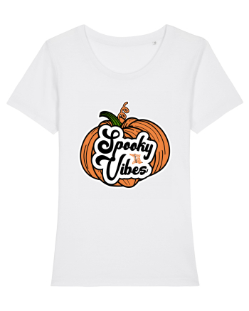 Spooky Vibes Halloween Pumpkin White
