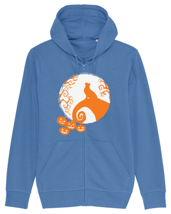 Top Cat And Moon Halloween Bright Blue