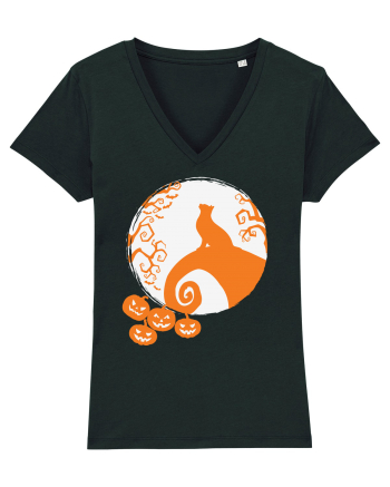 Top Cat And Moon Halloween Black