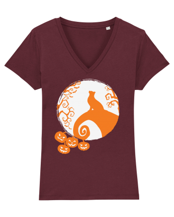 Top Cat And Moon Halloween Burgundy