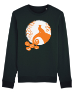 Top Cat And Moon Halloween Bluză mânecă lungă Unisex Rise