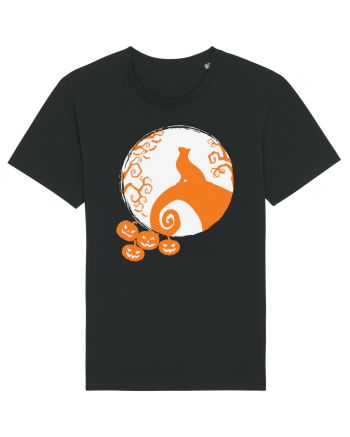 Top Cat And Moon Halloween Black