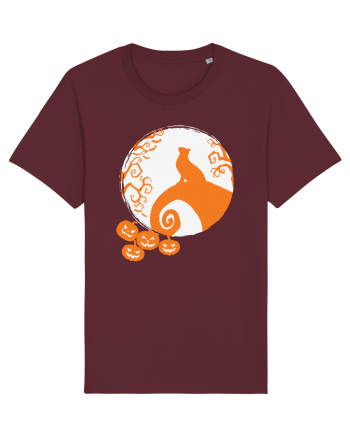 Top Cat And Moon Halloween Burgundy