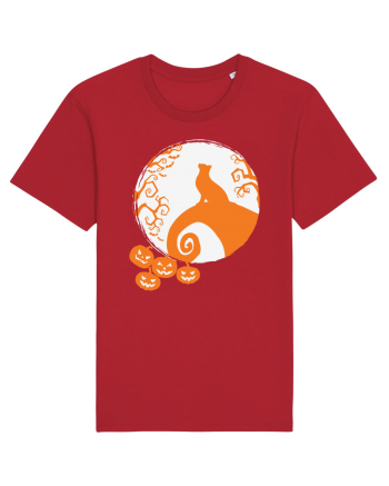 Top Cat And Moon Halloween Red