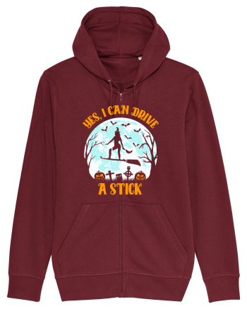 Yes I Can Drive A Stick Halloween Witch Flyin' Burgundy