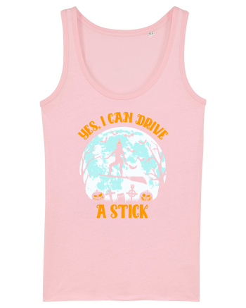 Yes I Can Drive A Stick Halloween Witch Flyin' Cotton Pink